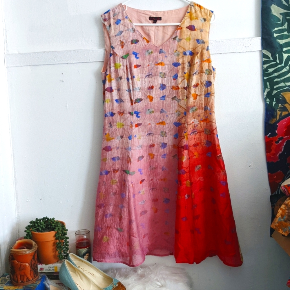 Aventures Des Toiles Pink Ombre Sleeveless Silk Dress